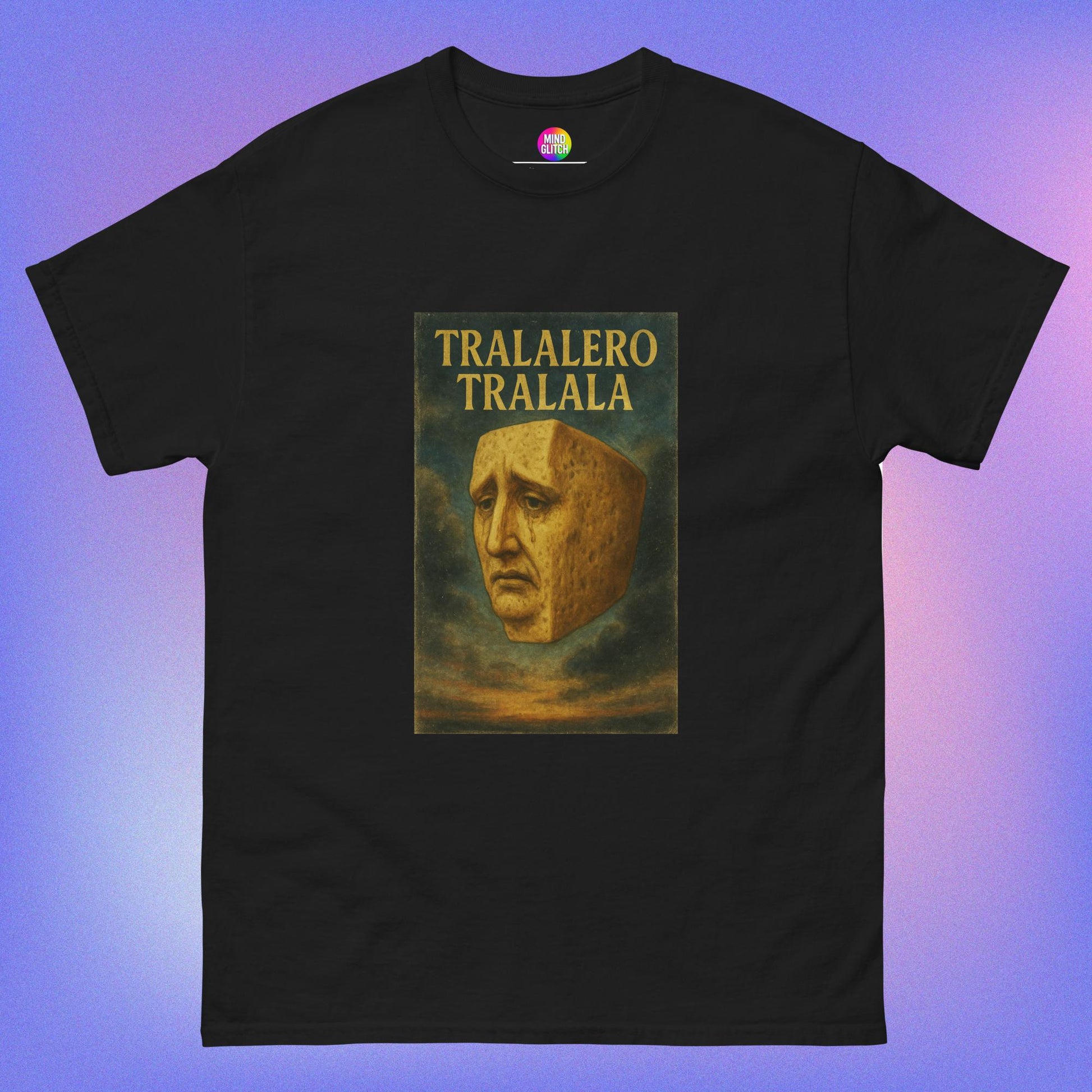 Melancholic meme-inspired AI t-shirt with surreal classical art – MindGlitch