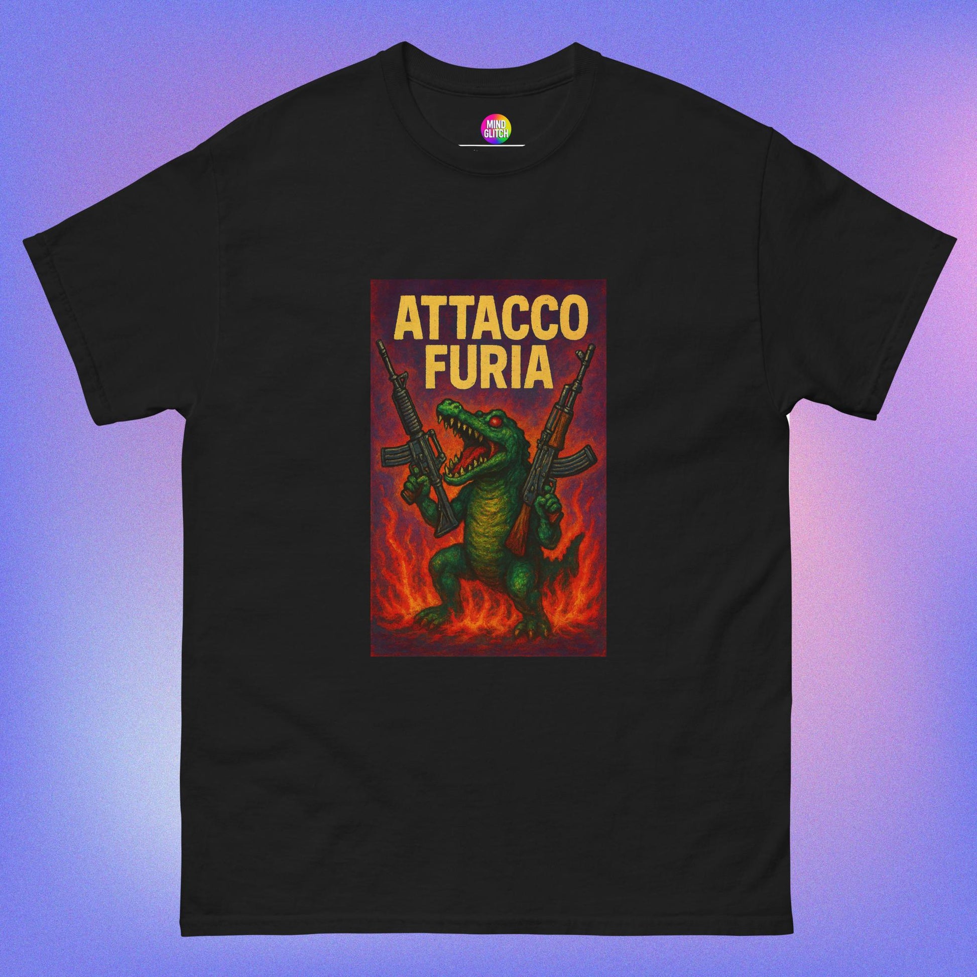 AI-generated t-shirt with surreal brainrot art and retro Italian vibes – MindGlitch